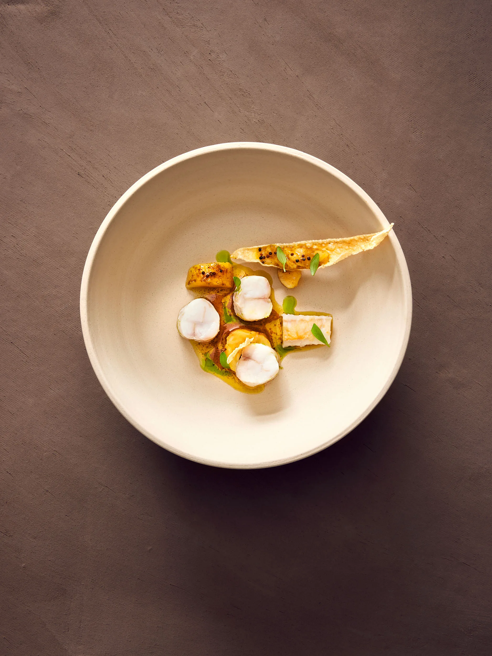 Rezeptbild "Bananencurry - Koriander - Zackenbarsch" aus dem Standardwerk "Sous-Vide" des Kochbuchautoren Heiko Antoniewicz