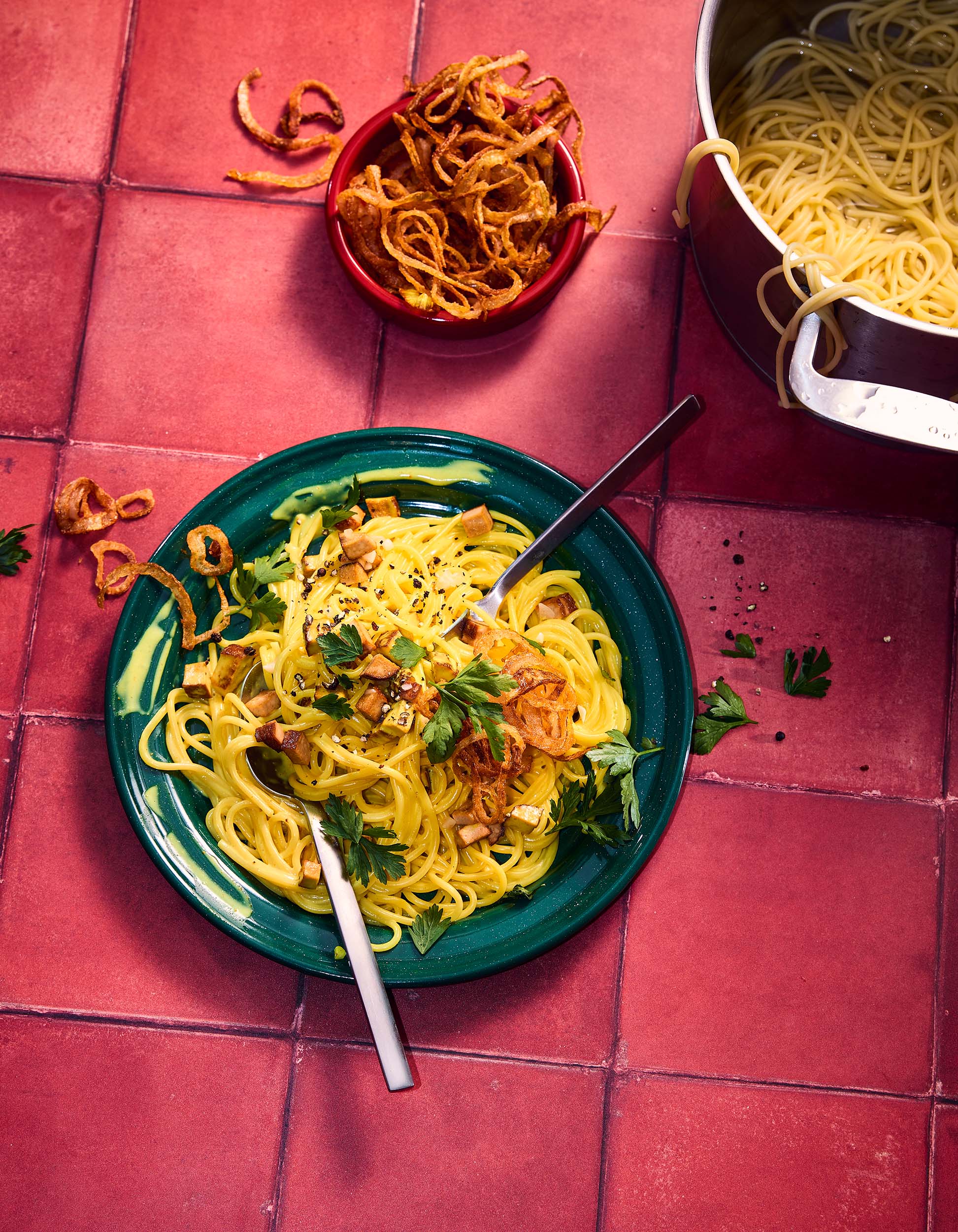 Editorial Foodfoto von Spaghetti Carbonara